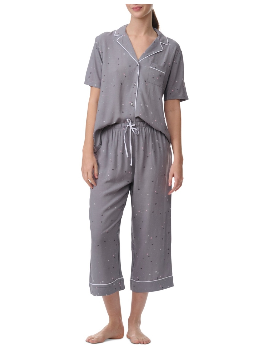 Splendid Gray Star Print Pajama Set Small NEW